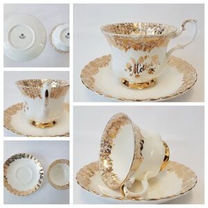Royal Albert White and Gold Mother Teacup and Saucer